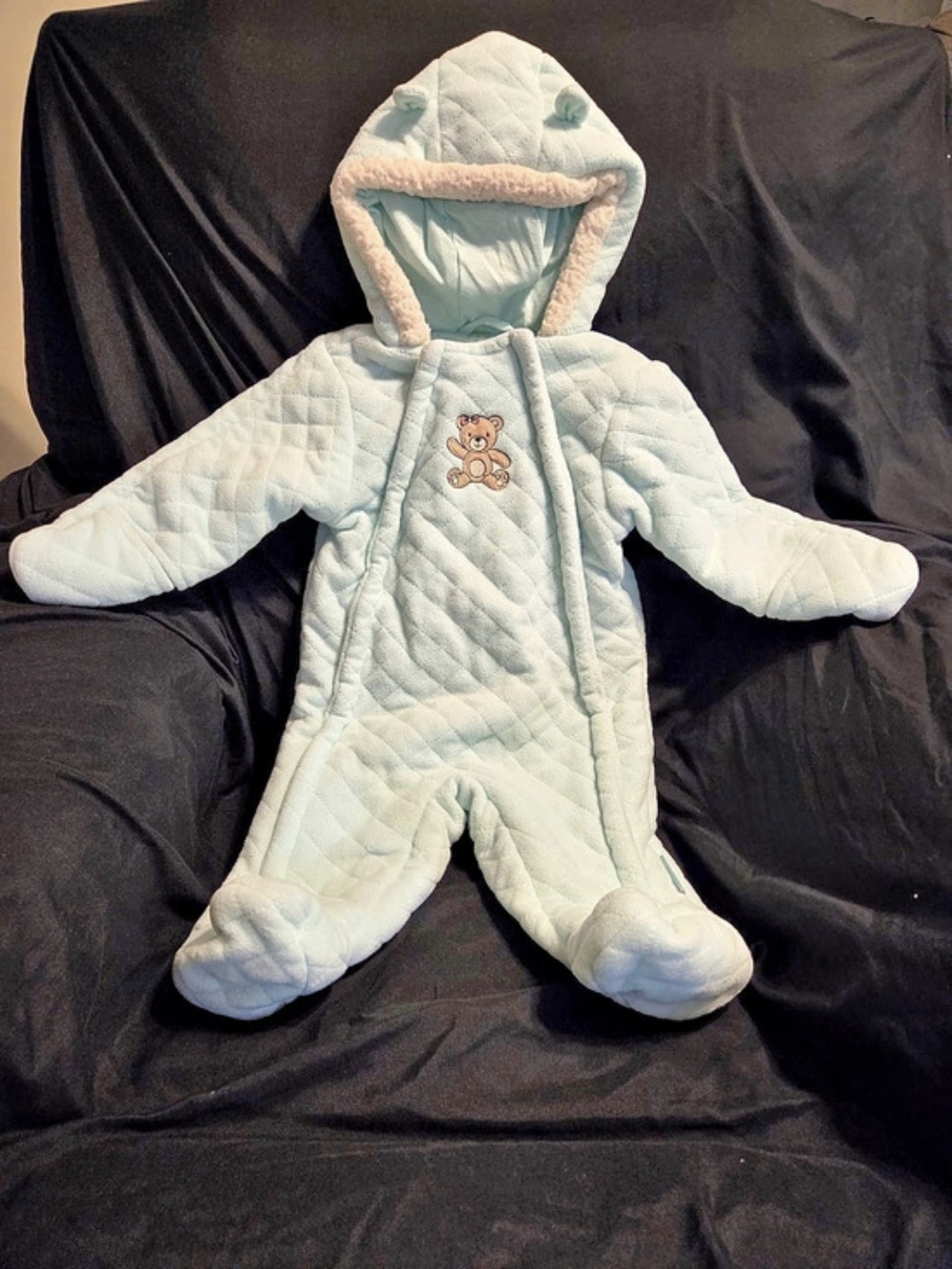 Wippette Kids Hooded Footie Blue Baby 6/9M